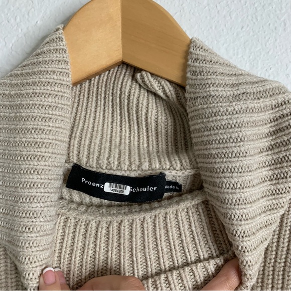 Proenza Schouler Neutral Turtleneck Asymmetrical Hem Sweater Size Small - Picture 4 of 7